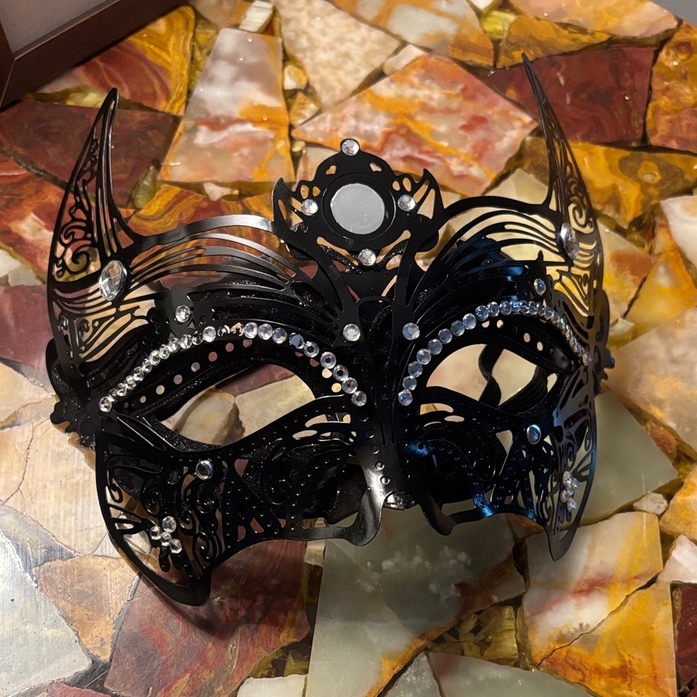 4 for $20 item Black Rhinestone Masquerade Mask
